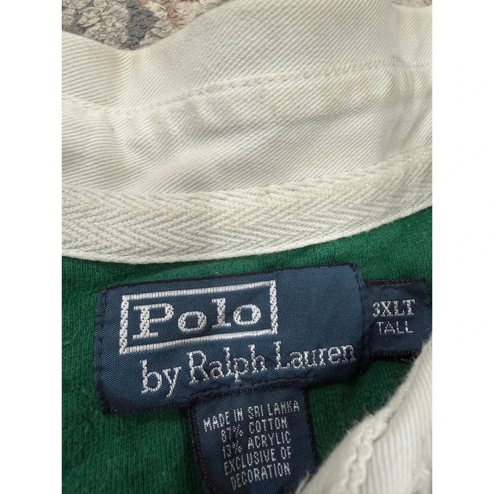 Polo Ralph Lauren Mens Green Quilted Rugby Shirt 3XLT Tall Elbow Patches Padded